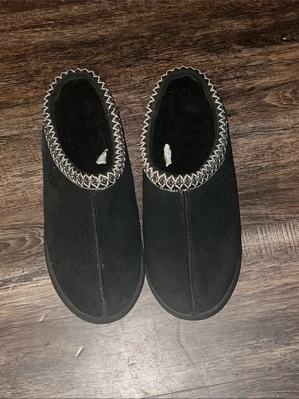 UGG Black Suede Slip-On Loafers with Contrast Stitching